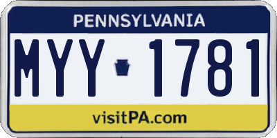 PA license plate MYY1781