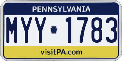 PA license plate MYY1783