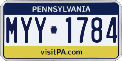 PA license plate MYY1784