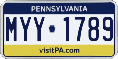 PA license plate MYY1789