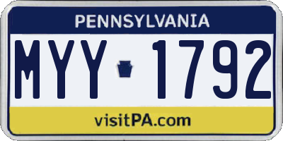 PA license plate MYY1792