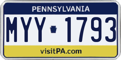 PA license plate MYY1793