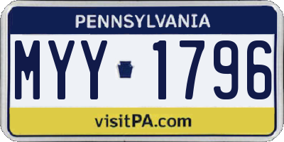 PA license plate MYY1796