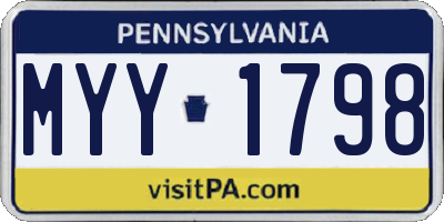 PA license plate MYY1798