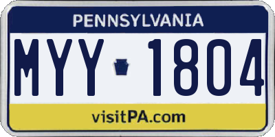 PA license plate MYY1804