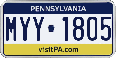 PA license plate MYY1805
