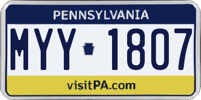 PA license plate MYY1807