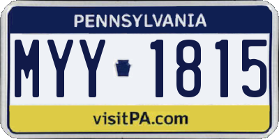 PA license plate MYY1815