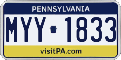 PA license plate MYY1833