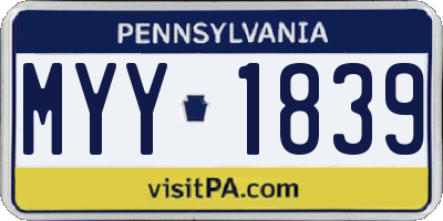 PA license plate MYY1839