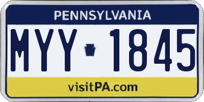 PA license plate MYY1845