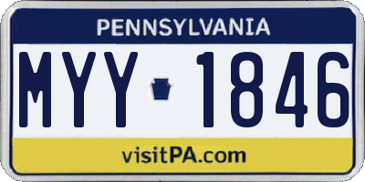 PA license plate MYY1846