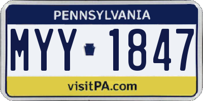 PA license plate MYY1847