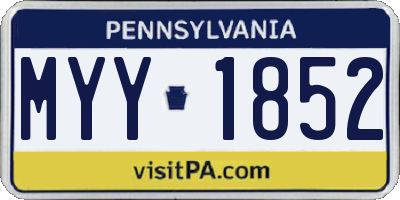 PA license plate MYY1852