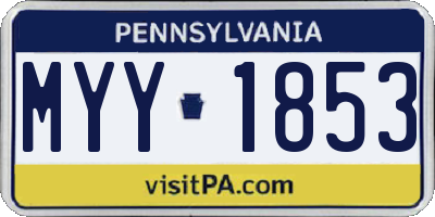PA license plate MYY1853