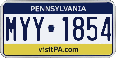 PA license plate MYY1854