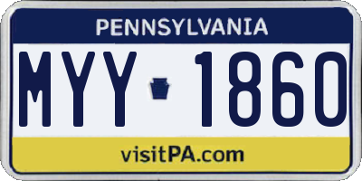 PA license plate MYY1860