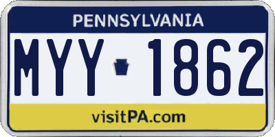 PA license plate MYY1862