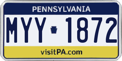 PA license plate MYY1872