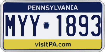 PA license plate MYY1893