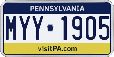 PA license plate MYY1905