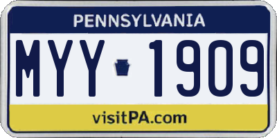 PA license plate MYY1909