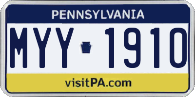 PA license plate MYY1910