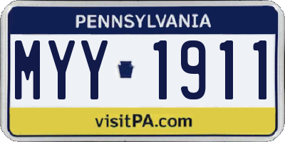 PA license plate MYY1911