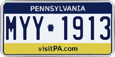 PA license plate MYY1913