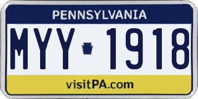 PA license plate MYY1918