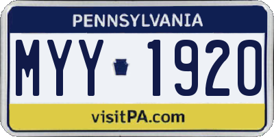 PA license plate MYY1920