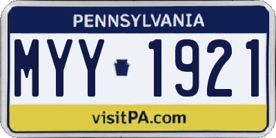 PA license plate MYY1921