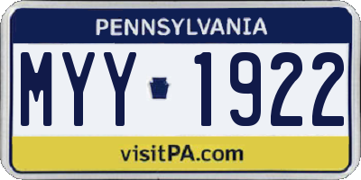 PA license plate MYY1922