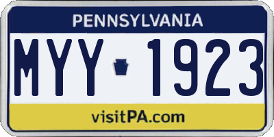 PA license plate MYY1923