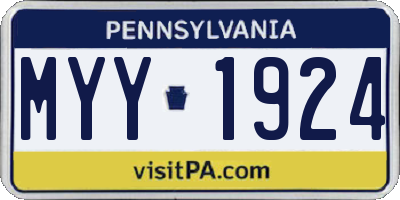 PA license plate MYY1924