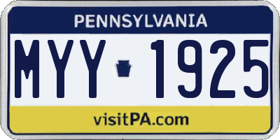 PA license plate MYY1925