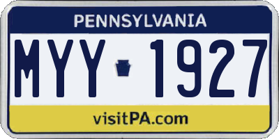 PA license plate MYY1927