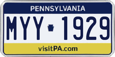 PA license plate MYY1929