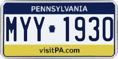 PA license plate MYY1930