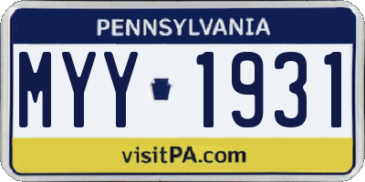 PA license plate MYY1931
