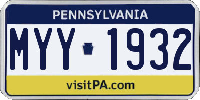 PA license plate MYY1932