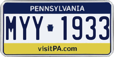PA license plate MYY1933