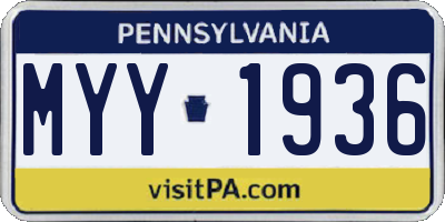 PA license plate MYY1936