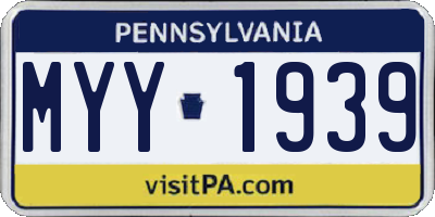 PA license plate MYY1939