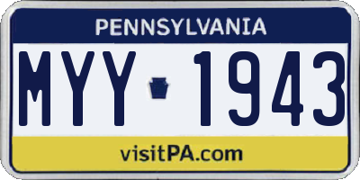PA license plate MYY1943