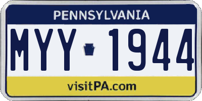 PA license plate MYY1944