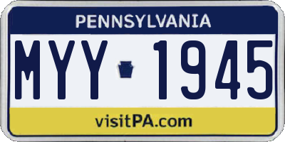 PA license plate MYY1945