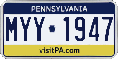 PA license plate MYY1947
