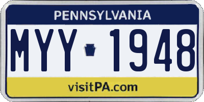 PA license plate MYY1948