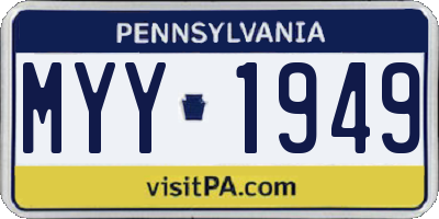 PA license plate MYY1949